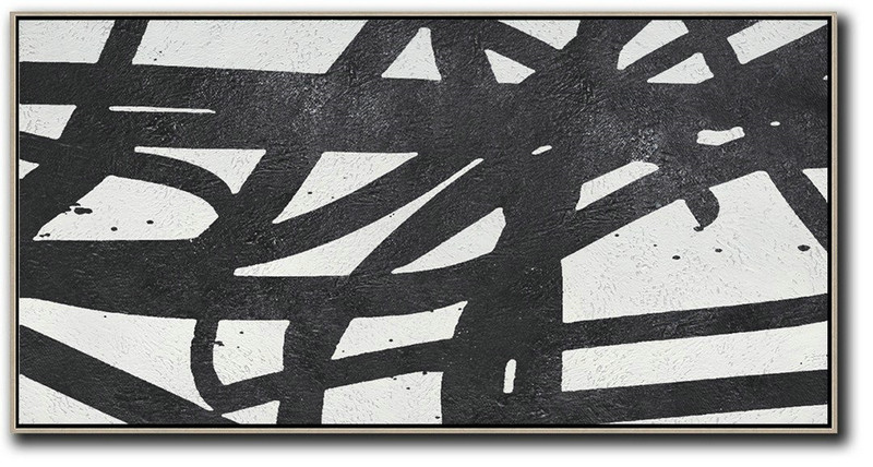 Acrylic Painting Wall Art,Oversized Horizontal Minimal Art On Canvas - Hand Painted Acrylic Painting
